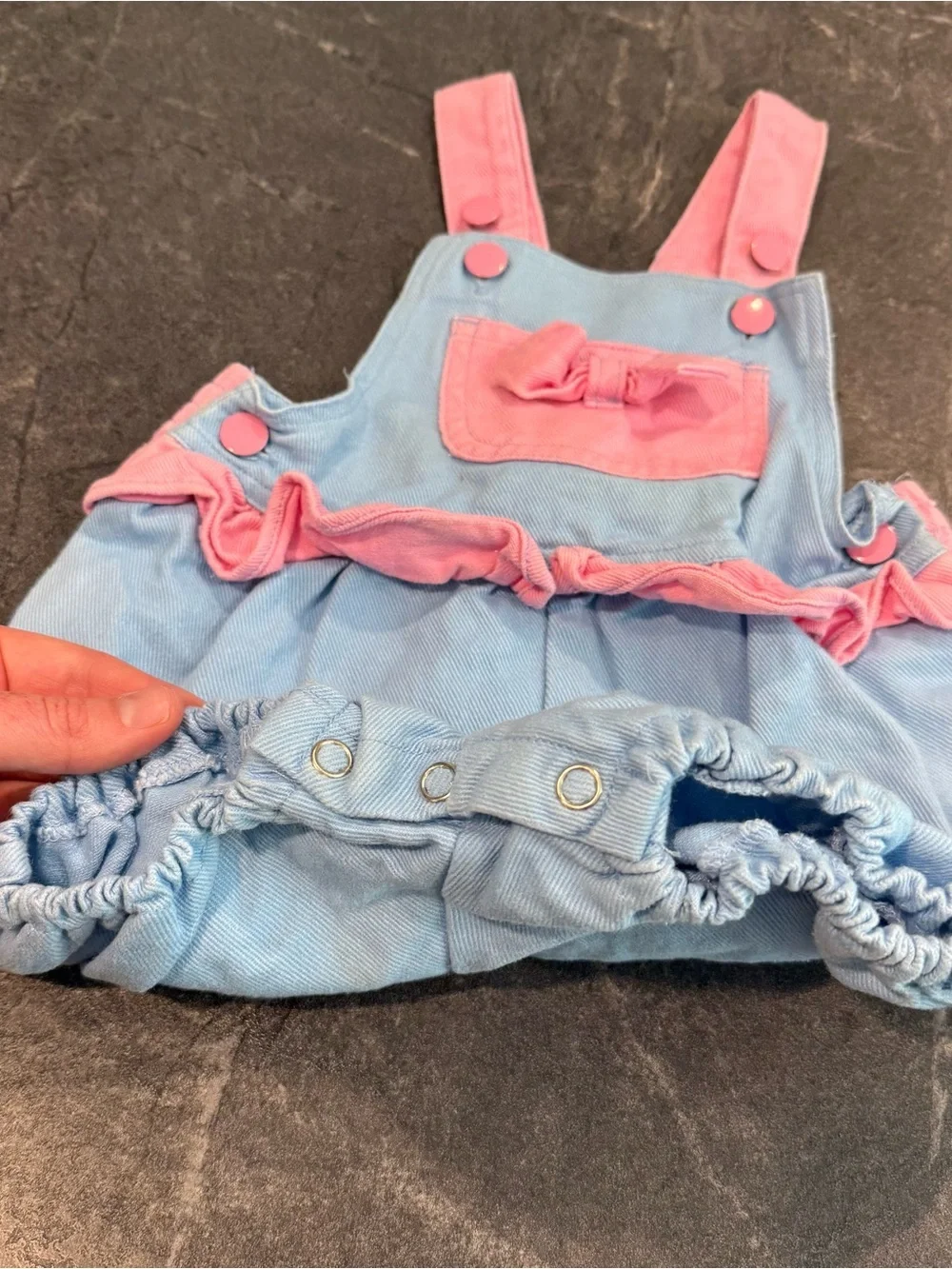 Vintage 24 month bubble romper shortalls Petite Club 90s blue pink baby girl